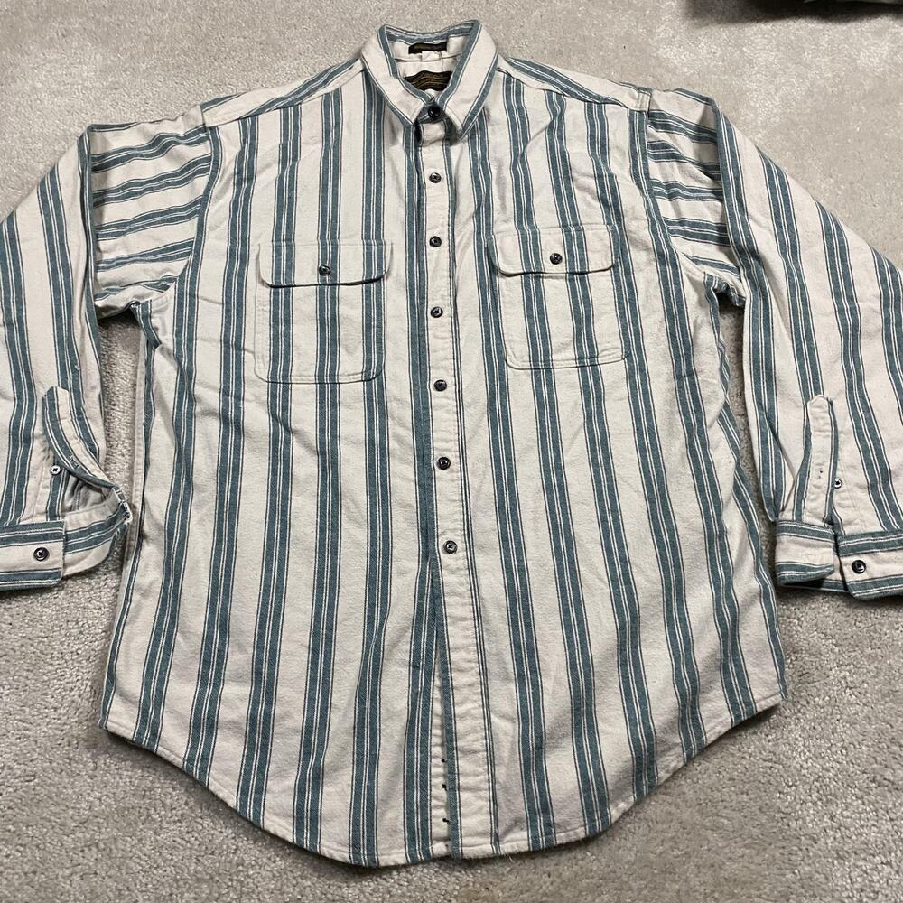 VTG Eddie Bauer Shirt Mens XLT Green Stripe McKinley Cloth Flannel USA Made - Picture 2 of 8